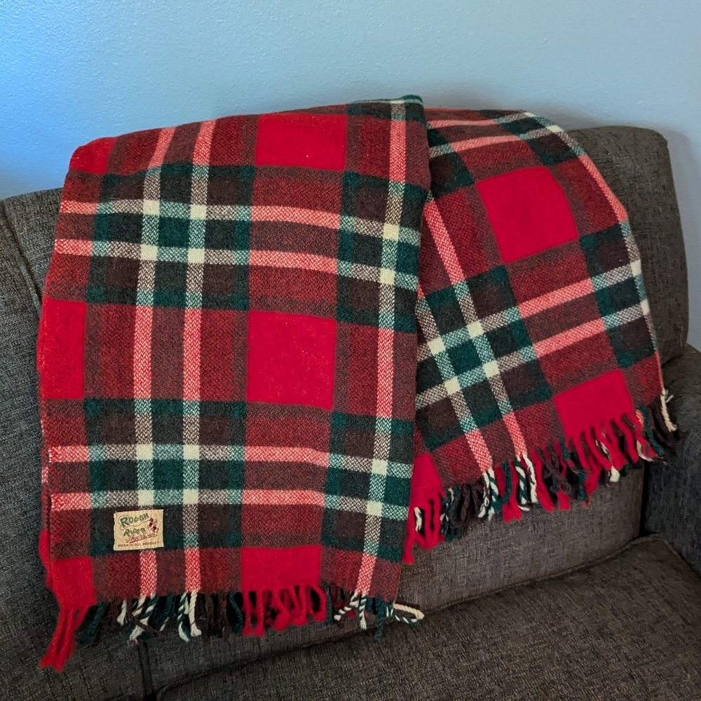 vintage 1940's WOOL CAMP BLANKET 40's - Picture 2 of 11